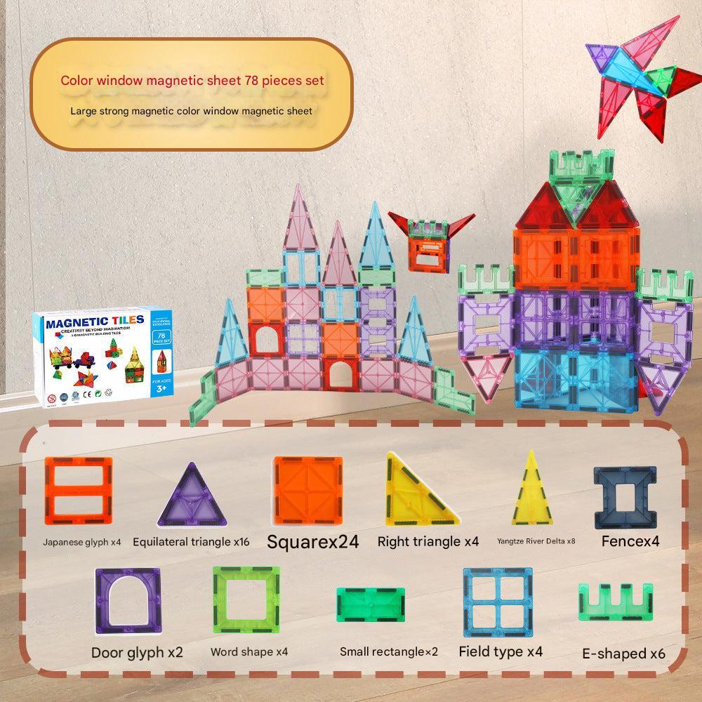 Close up of magnetic tiles for children image 2