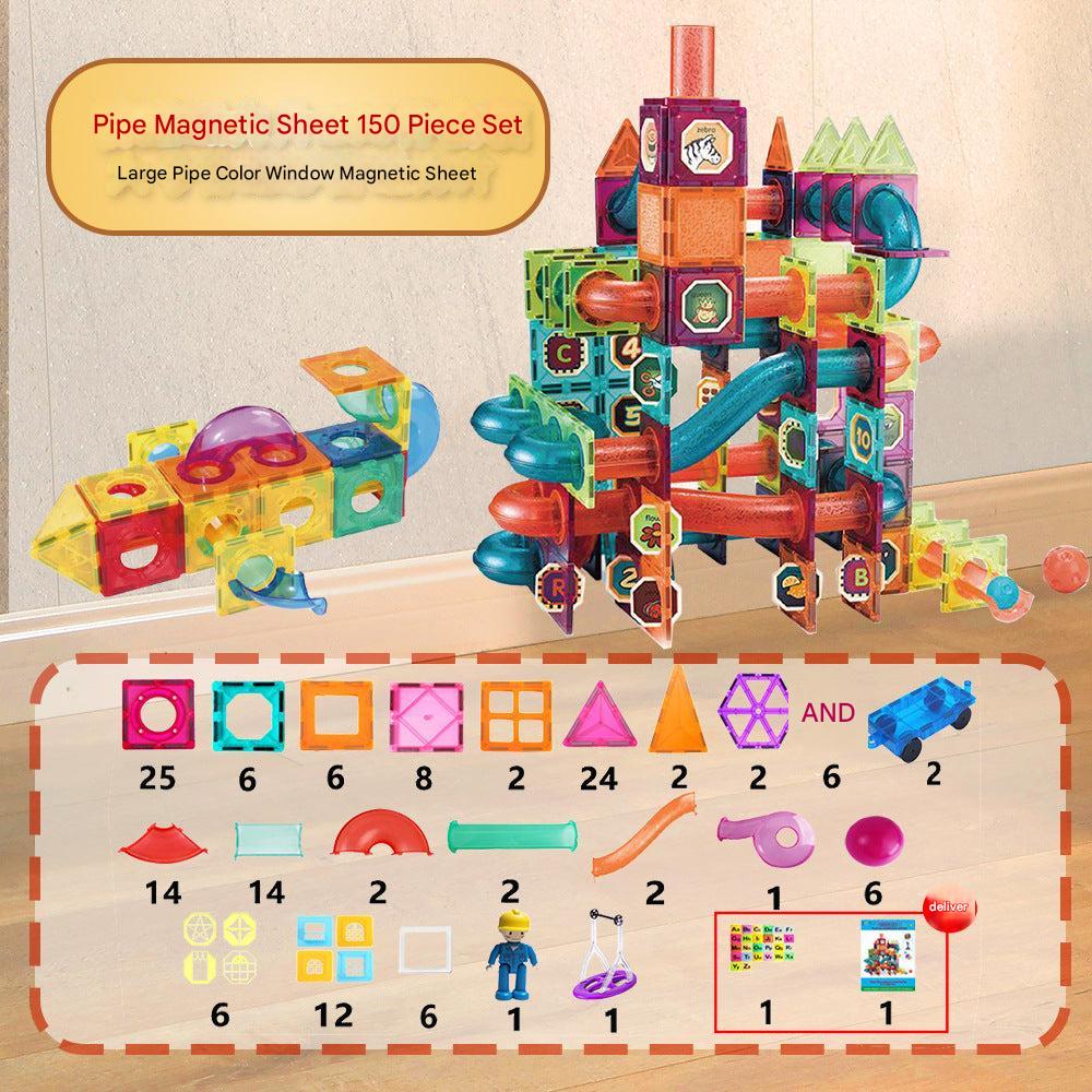 Multicoloured magnetic building blocks set image 1