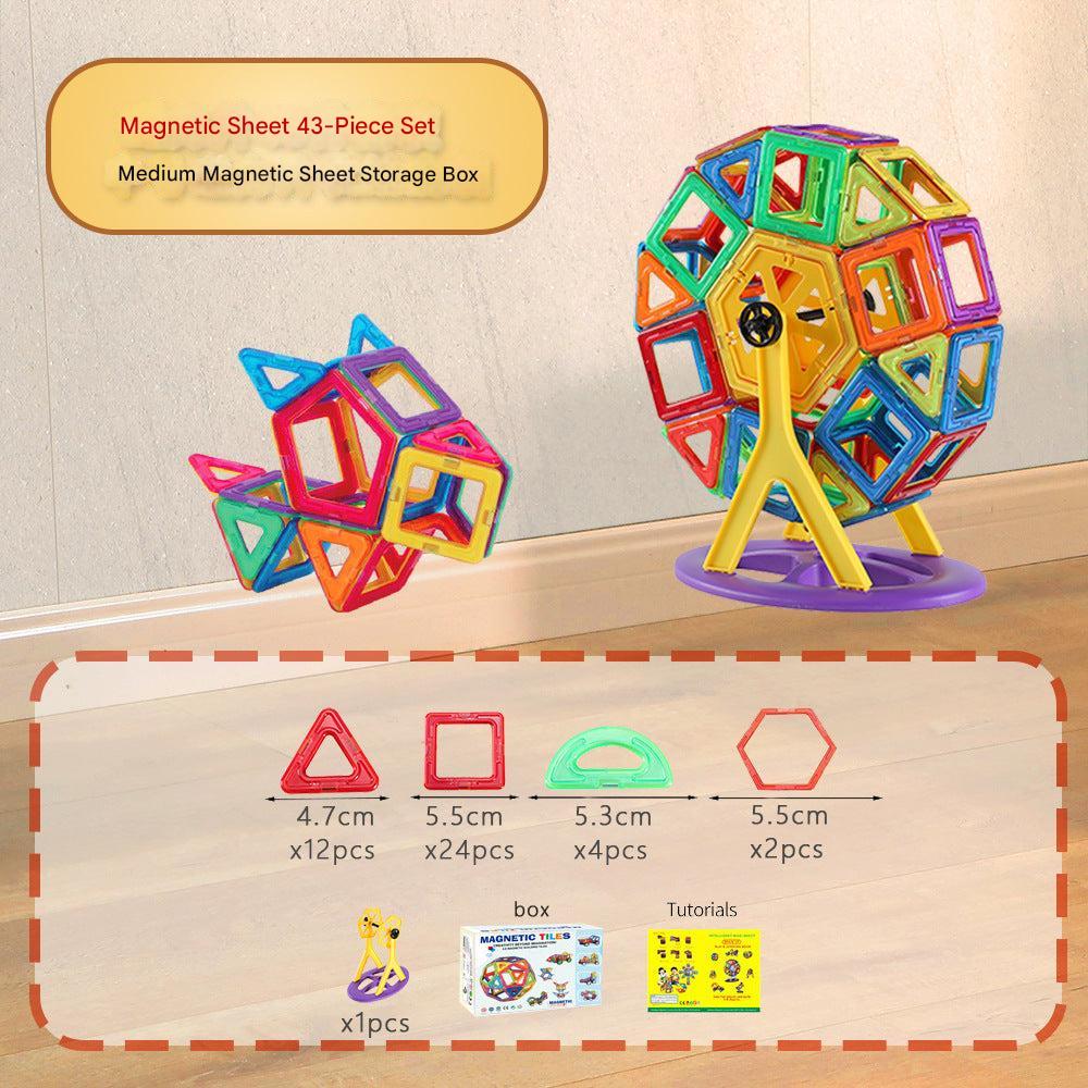 Hands-on play with multicoloured building tiles image 10