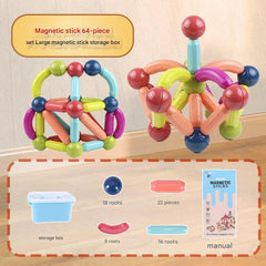 Multicoloured magnetic building blocks set image 1