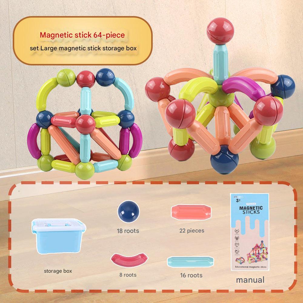 Multicoloured magnetic building blocks set image 1