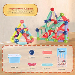 Kids playing with colorful magnetic tiles image 4