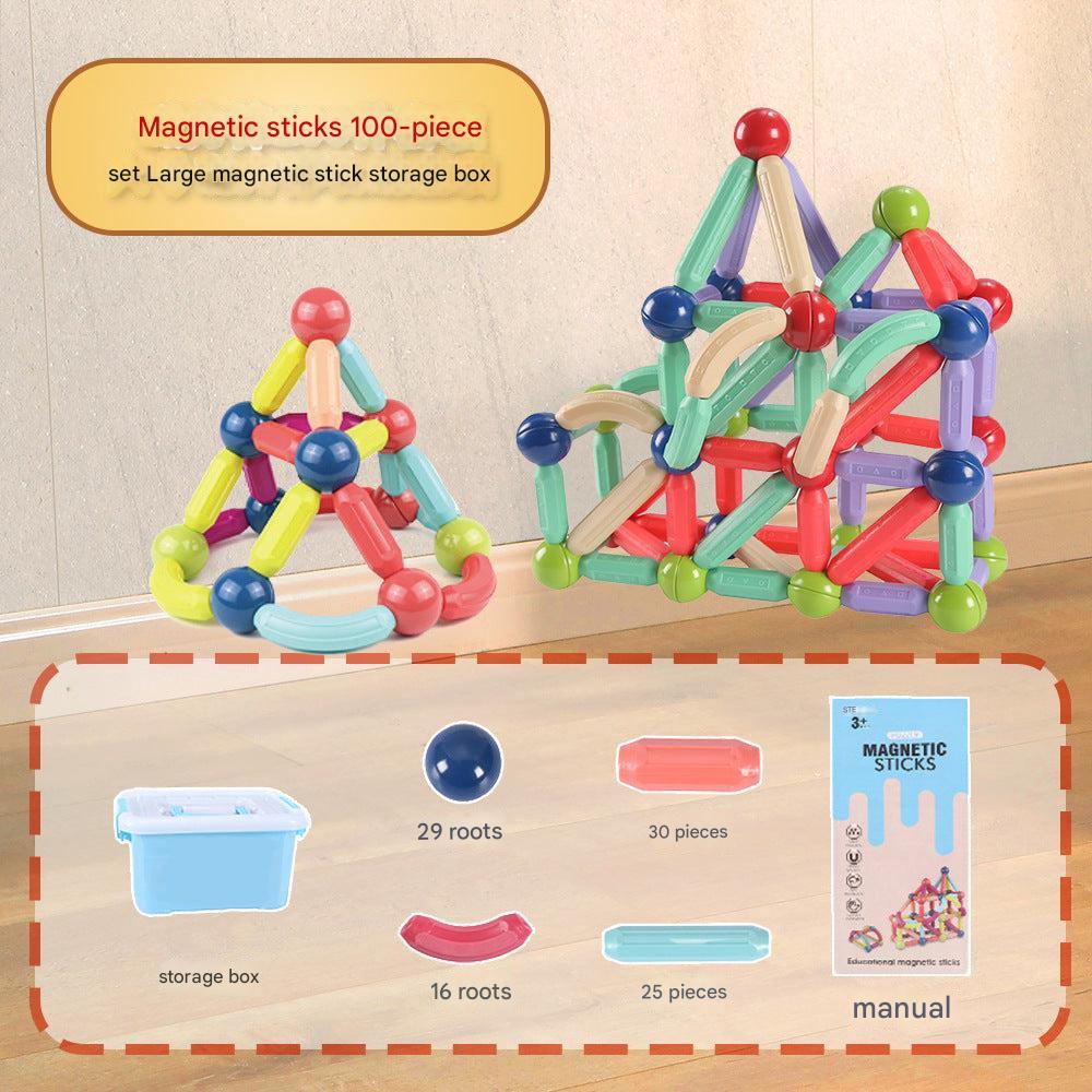 Kids playing with colorful magnetic tiles image 4