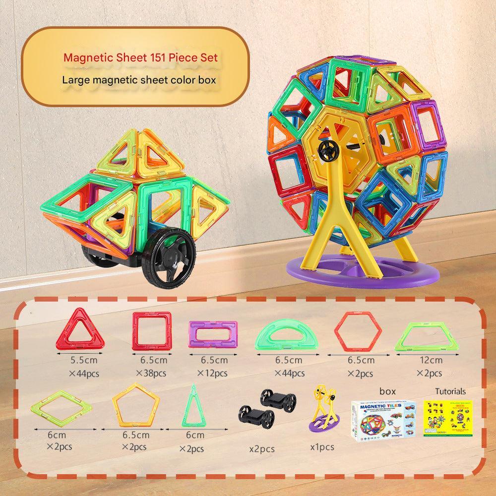 Close up of magnetic tiles for children image 2
