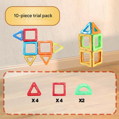 Kids playing with colorful magnetic tiles image 4
