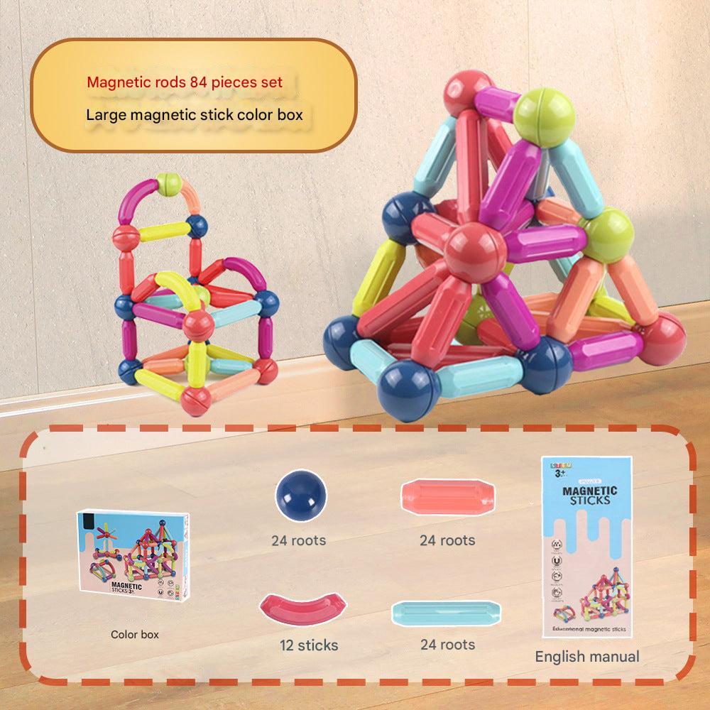 Multicoloured magnetic building blocks set image 1
