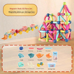 Kids playing with colorful magnetic tiles image 4