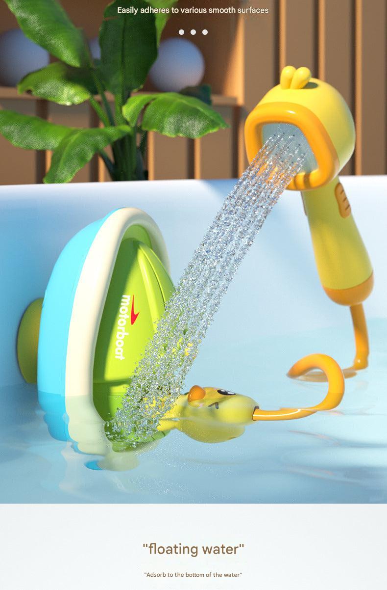 Happy Toddler Enjoying Bath Time with Duck Toy Image 4