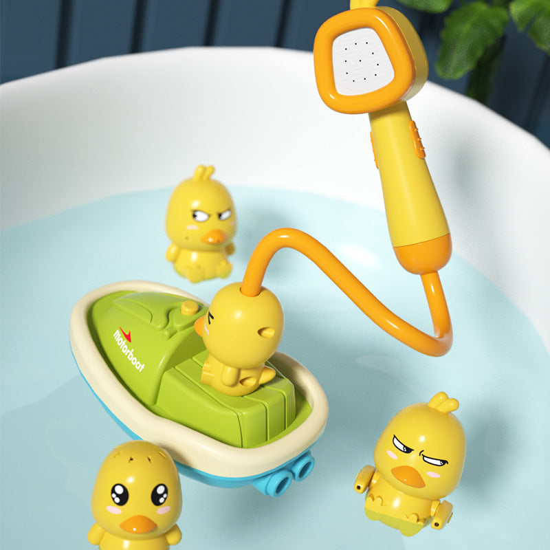 Happy Toddler Enjoying Bath Time with Duck Toy Image 4