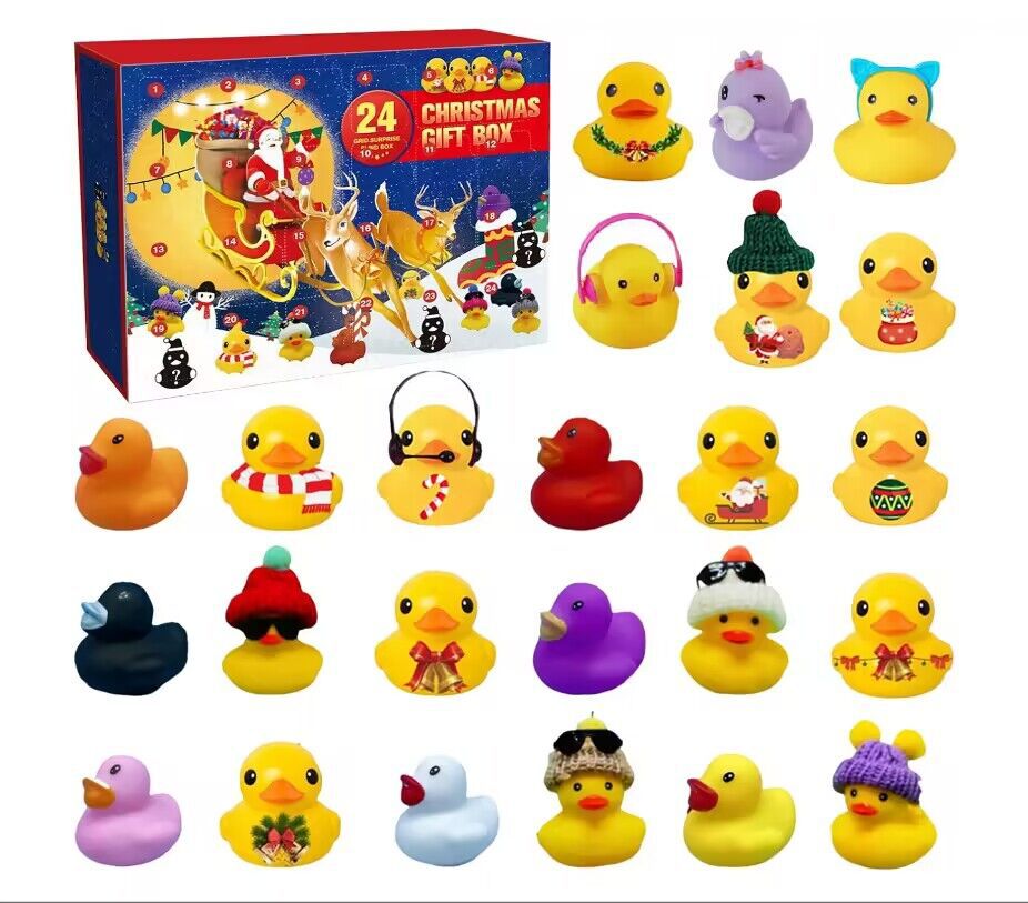 Festive rubber ducks in the advent calendar set