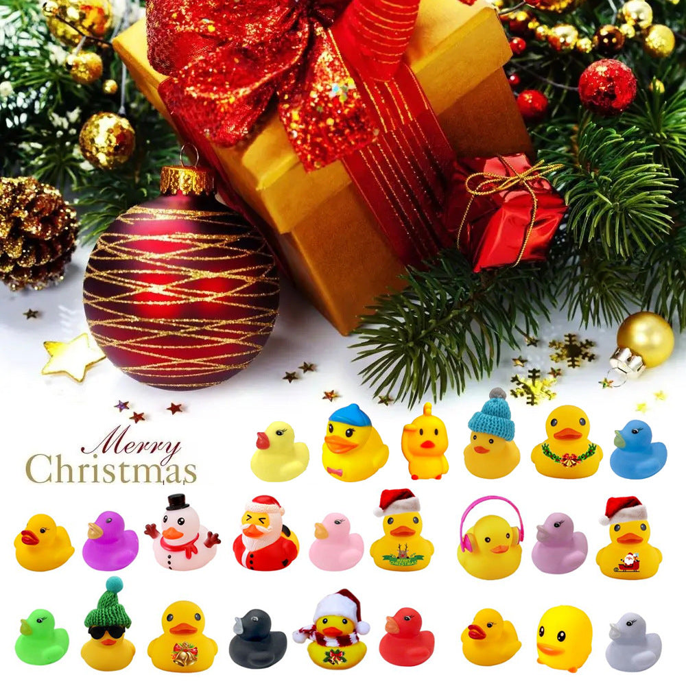 Festive rubber ducks in the advent calendar set