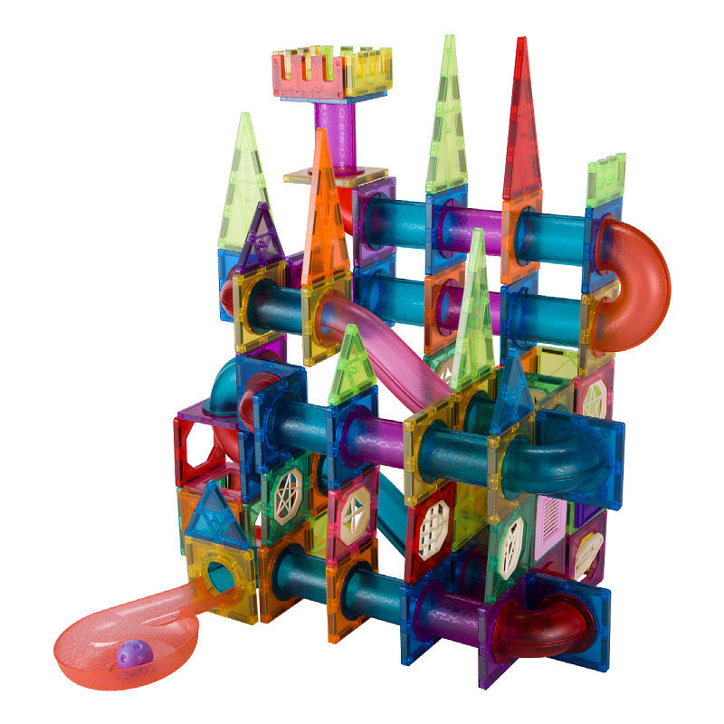 Magnetic Marble Run Set image 3 featuring a construction scene