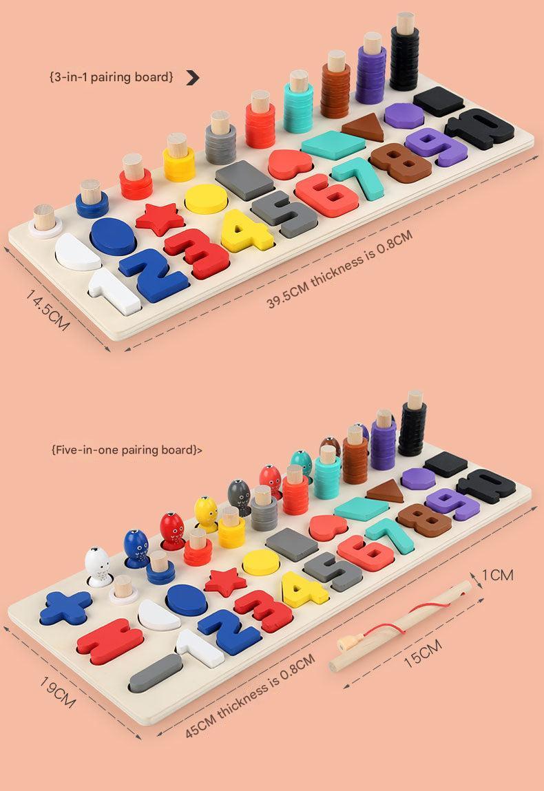 Multifunctional Wooden Educational Toy with Magnetic Fishing