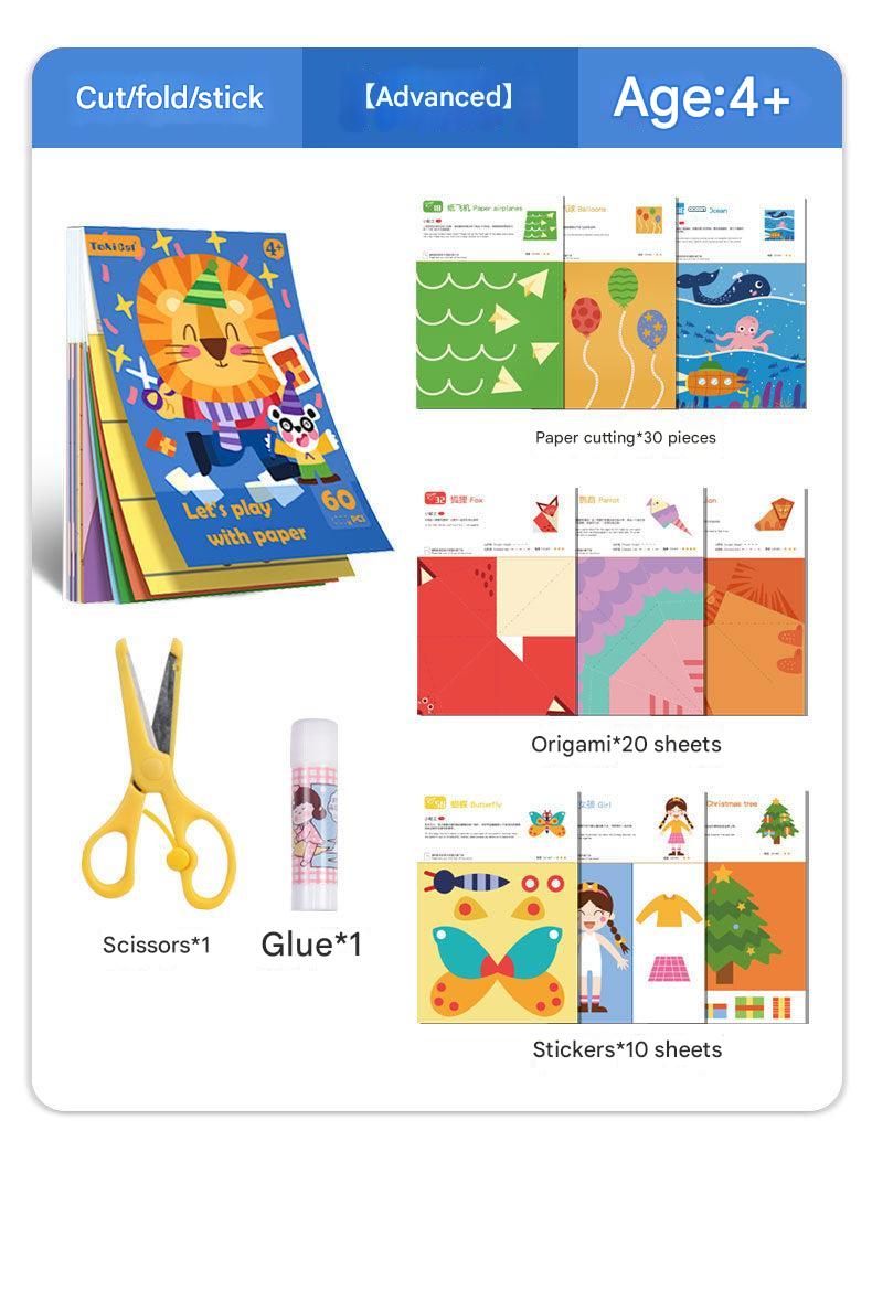 Children crafting with paper and stickers