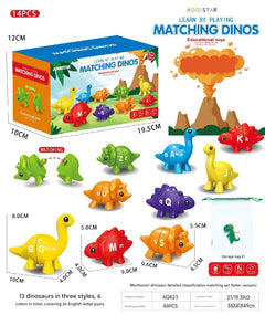 Dinosaur matching game with vibrant colors