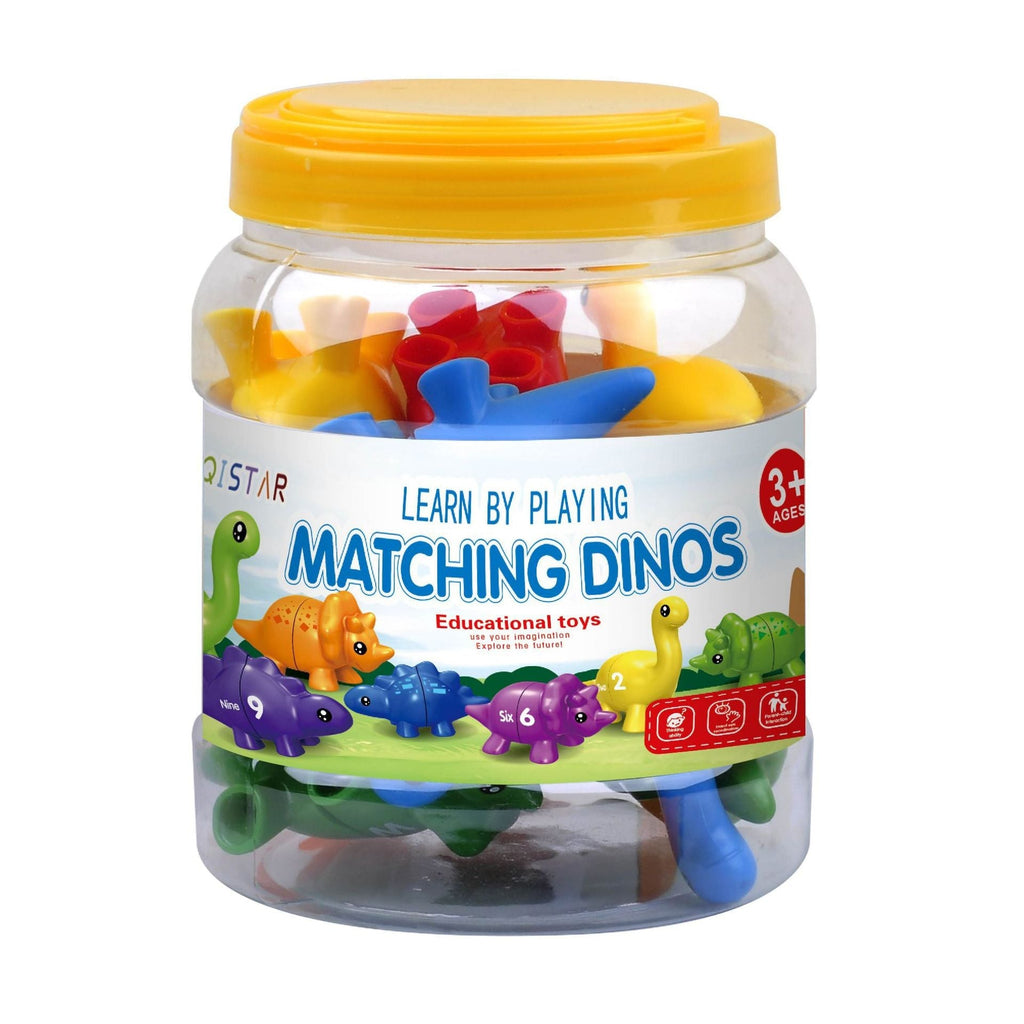 Child playing with dinosaur letter and number toy