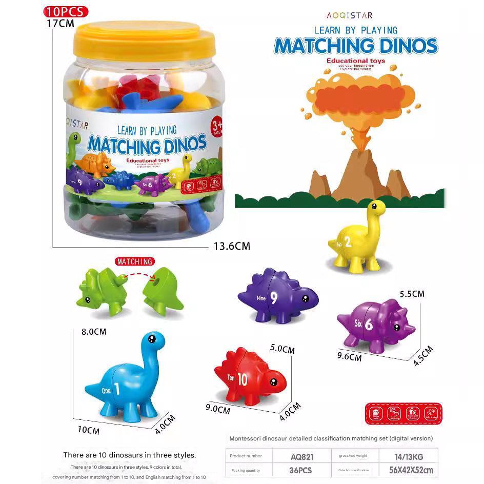 Child playing with dinosaur letter and number toy