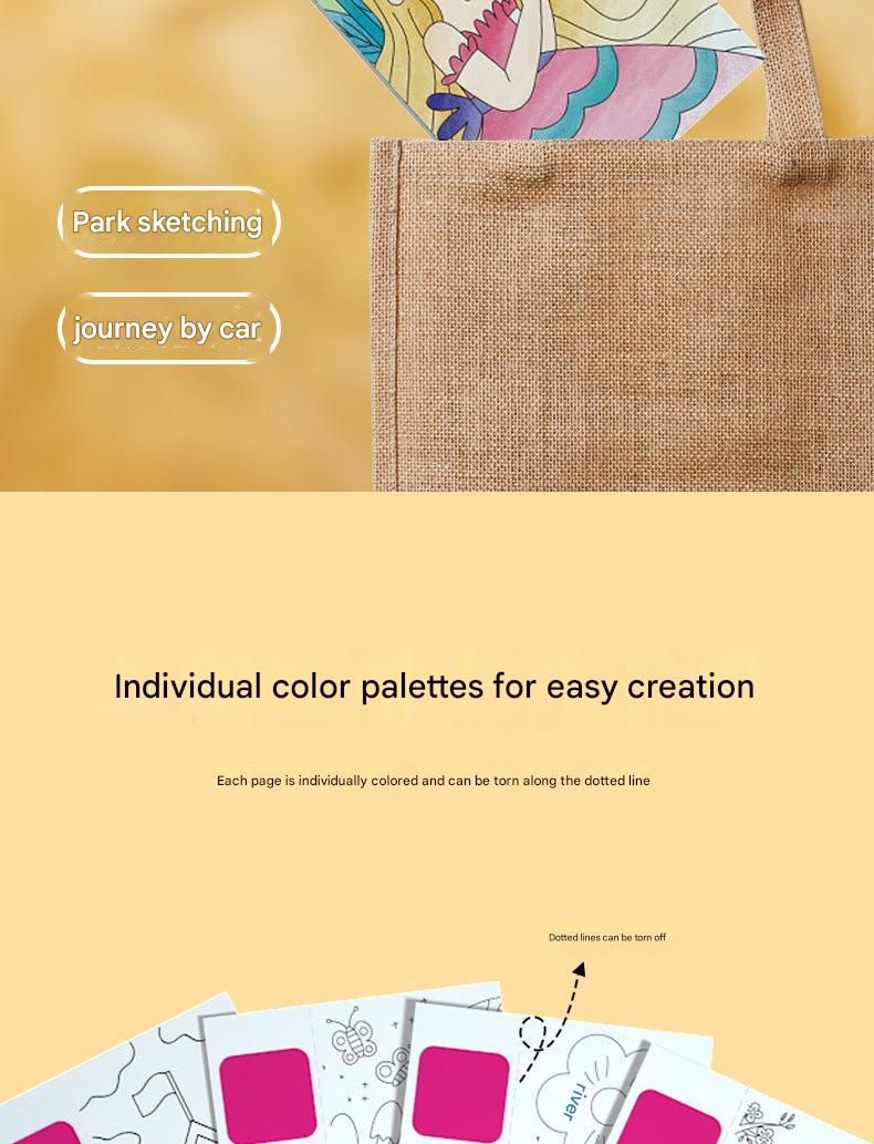 Close-up of watercolour painting page in activity book