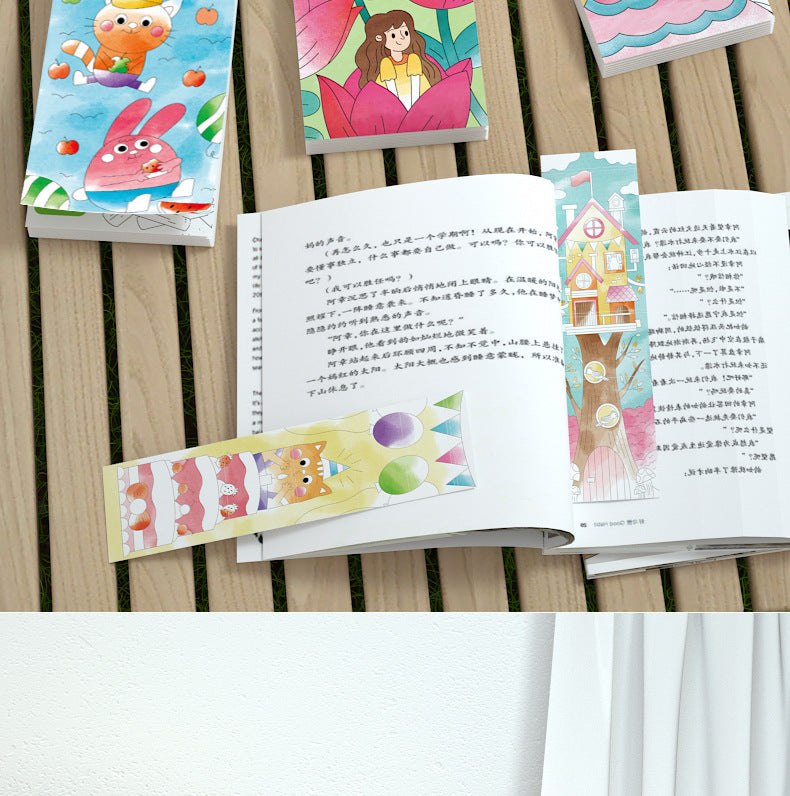 Kids painting with water-activated colour pigments