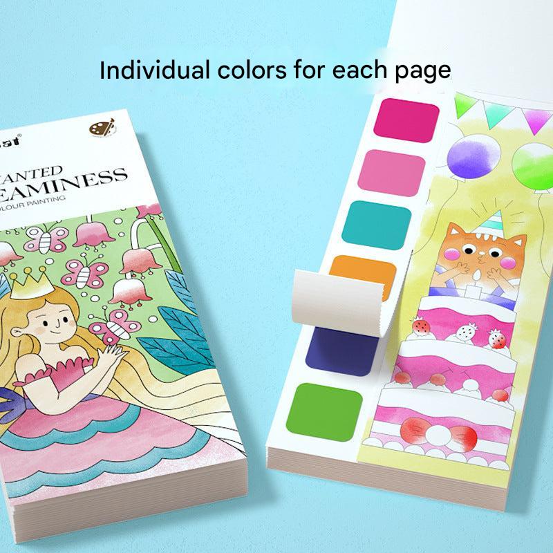 Self-contained watercolour pigments for kids painting