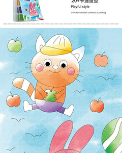 Open watercolour book showing vibrant artwork