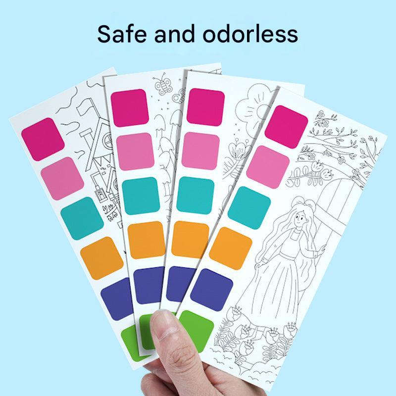 Open watercolour book showing vibrant artwork