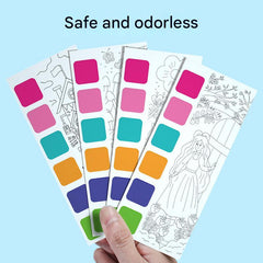 Open watercolour book showing vibrant artwork