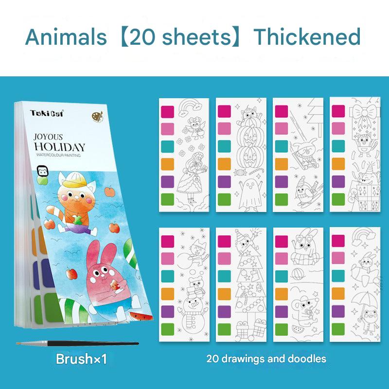 Portable painting book for children on a table