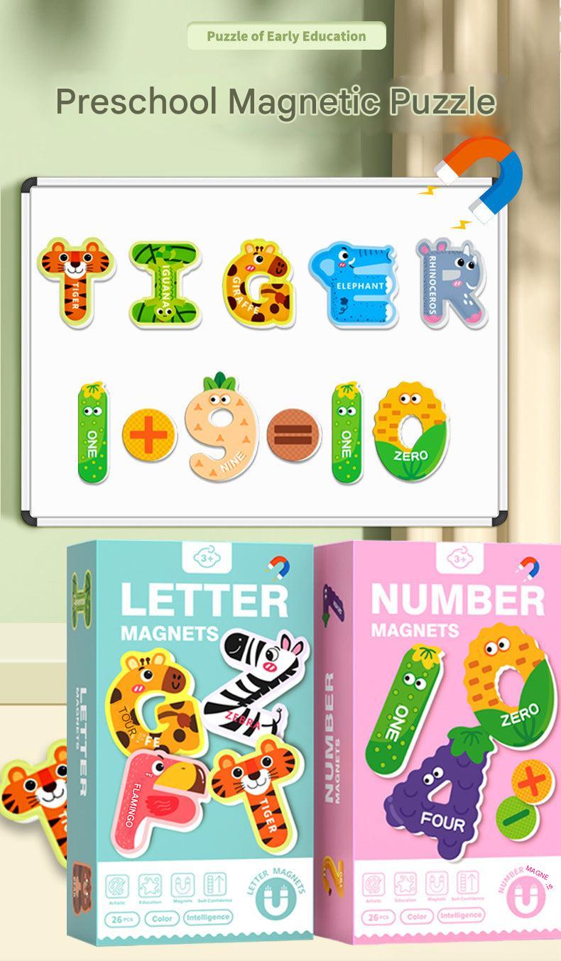 Educational play with magnetic puzzles for ages 3-6