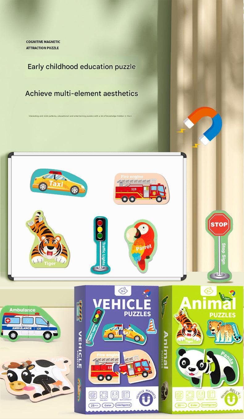 Kids Magnetic Puzzle Set showcasing animal themes