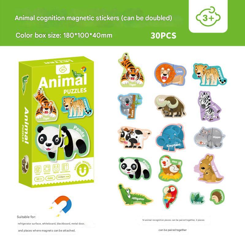 Vibrant animal puzzle pieces for kids education