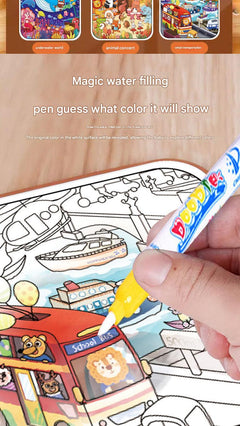 Child using Magic Water Drawing Book with a water pen