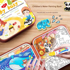 Close-up of colourful designs in Magic Water Drawing Book