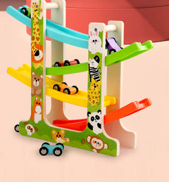 Close-up of Wooden Race Track Toy Image 2