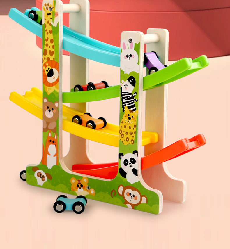 Close-up of Wooden Race Track Toy Image 2