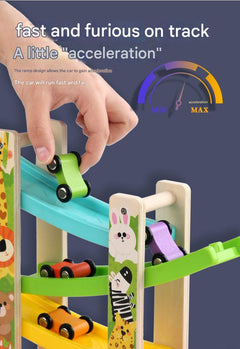 Wooden Race Track Car Set in Use Image 5