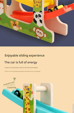 Colourful Cars on Wooden Track Image 6