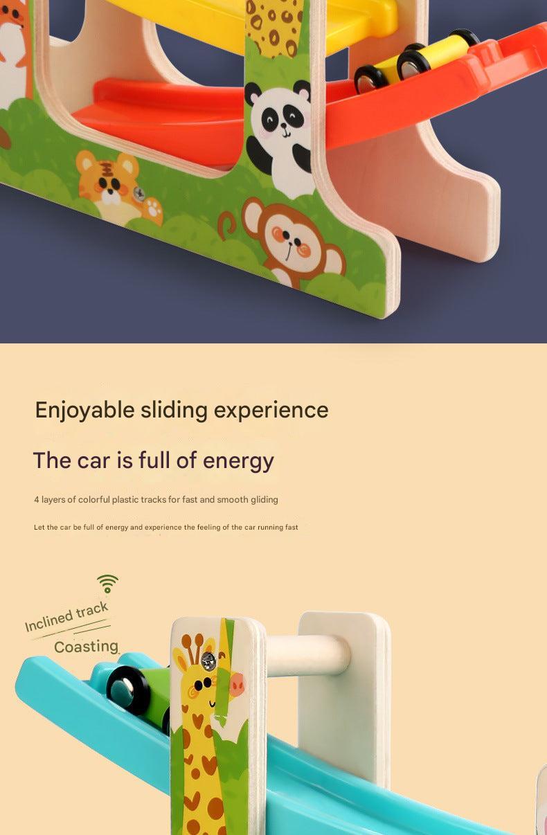 Colourful Cars on Wooden Track Image 6