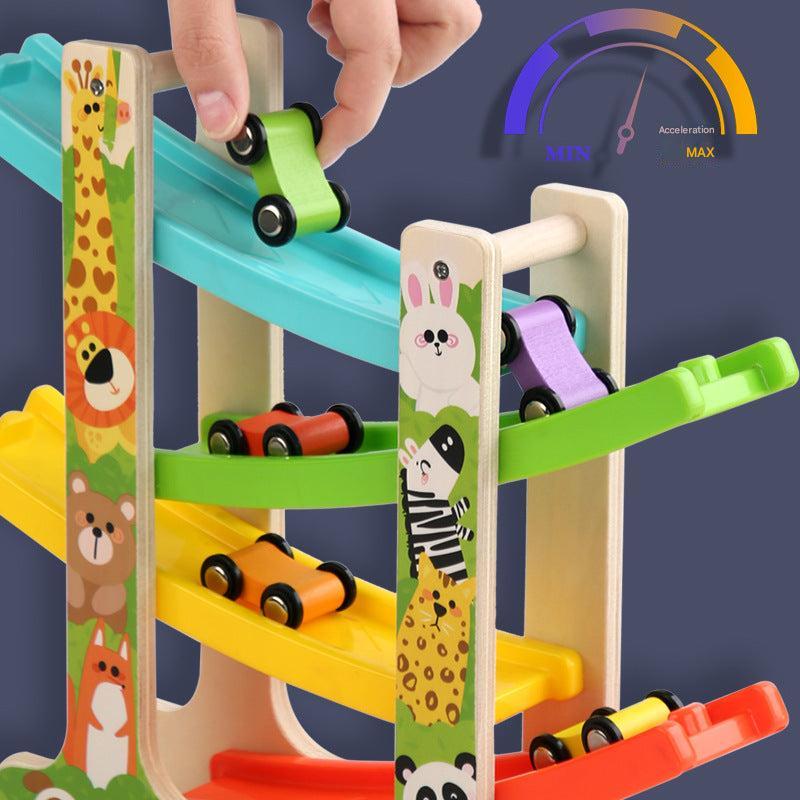 Close-up of Wooden Race Track Toy Image 2