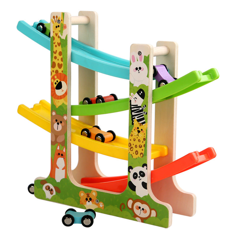 Wooden Race Track Car Set in Use Image 5