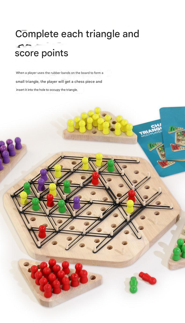 Children playing with Geometric Triangle Chess Set