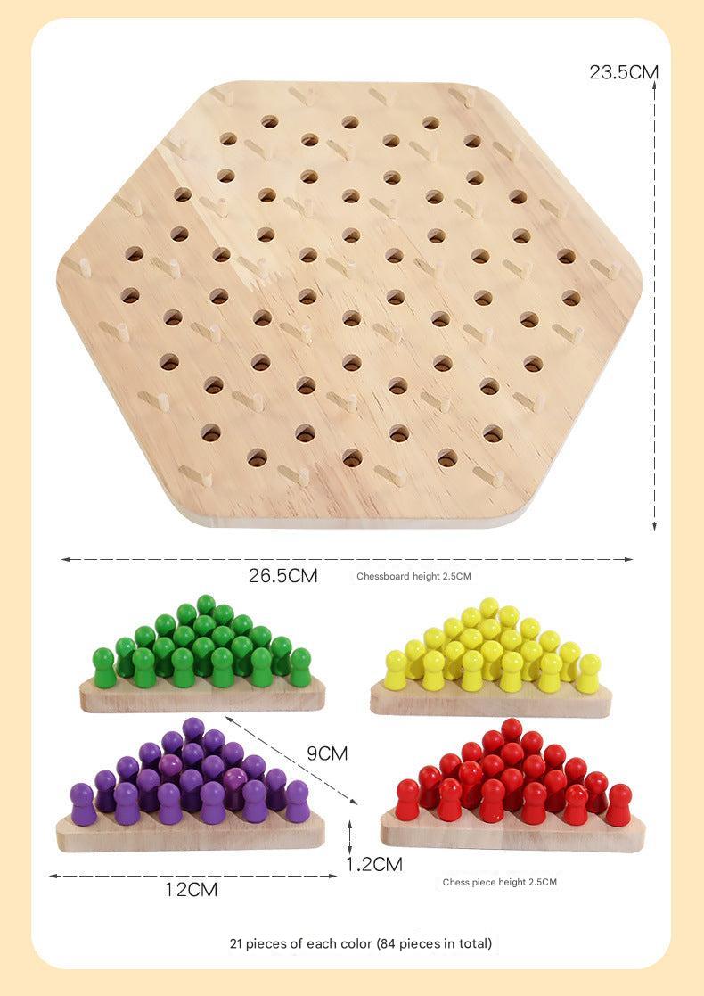 Children playing with Geometric Triangle Chess Set