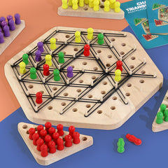 Children playing with Geometric Triangle Chess Set