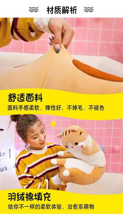 Machine washable cat plush pillow