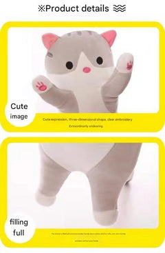 Cuddly cat pillow support for legs