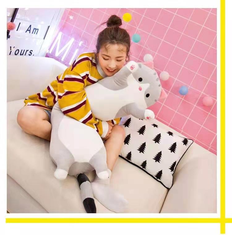 Machine washable cat plush pillow