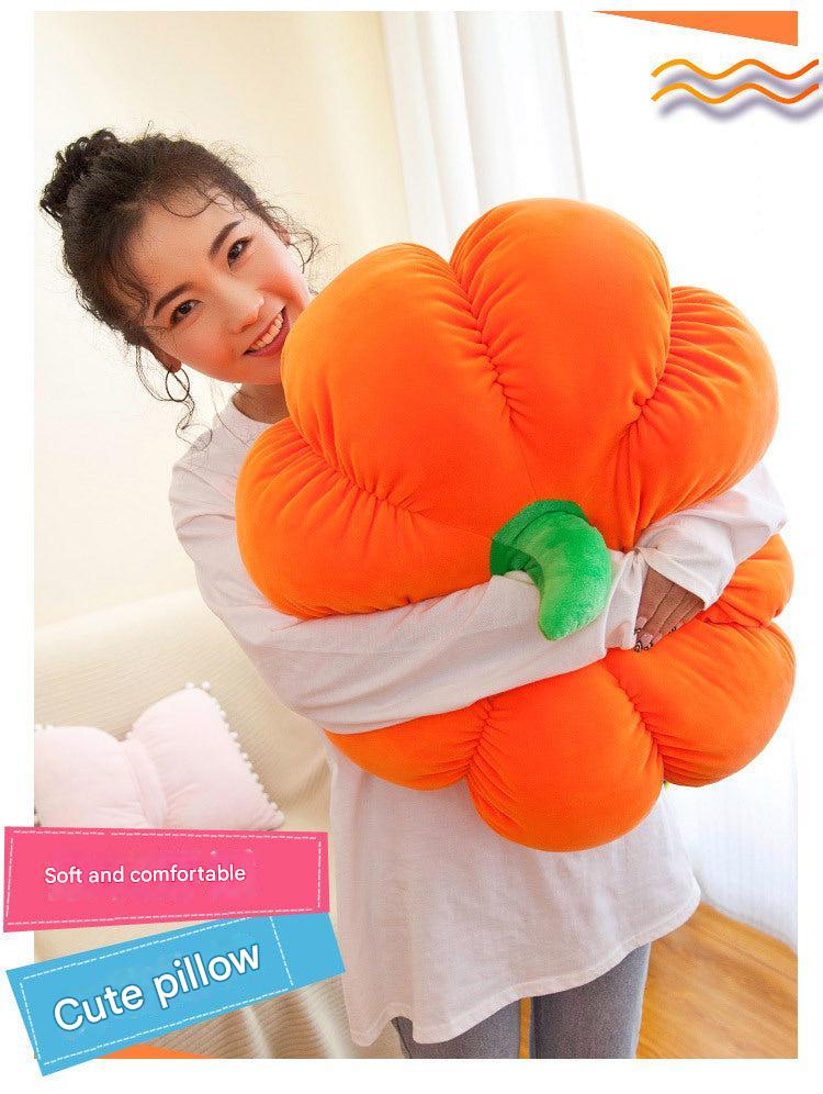 Soft wooden floor decor with plush pumpkin