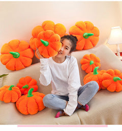 Vibrant pumpkin plush toy in home setting