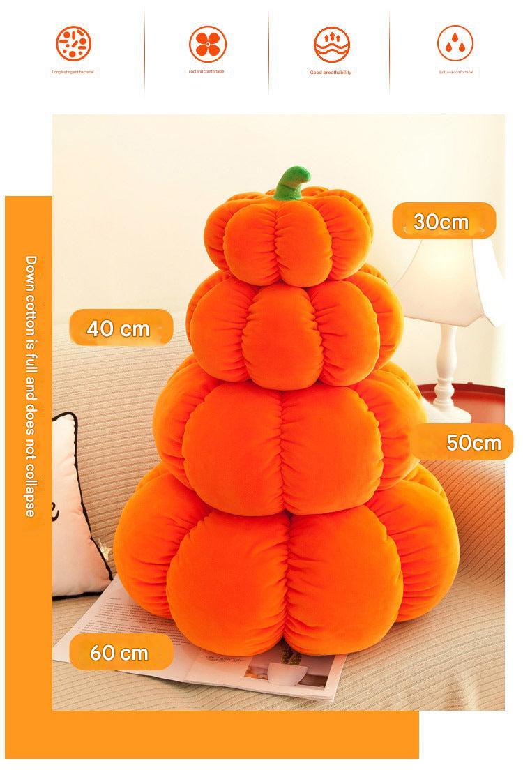 Vibrant pumpkin plush toy in home setting