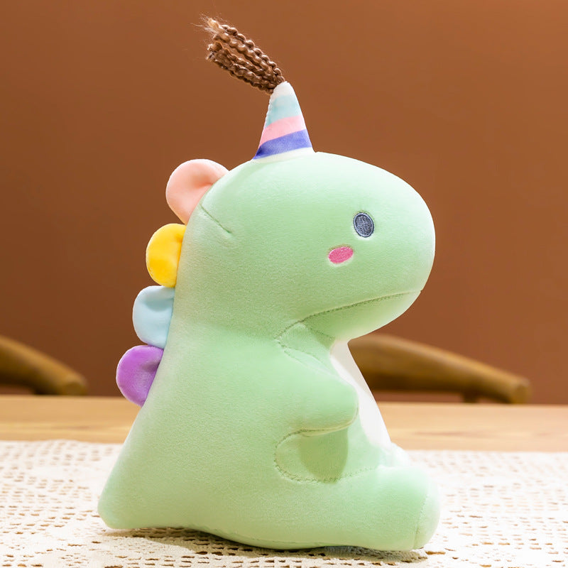 Cute dinosaur plush toy on display
